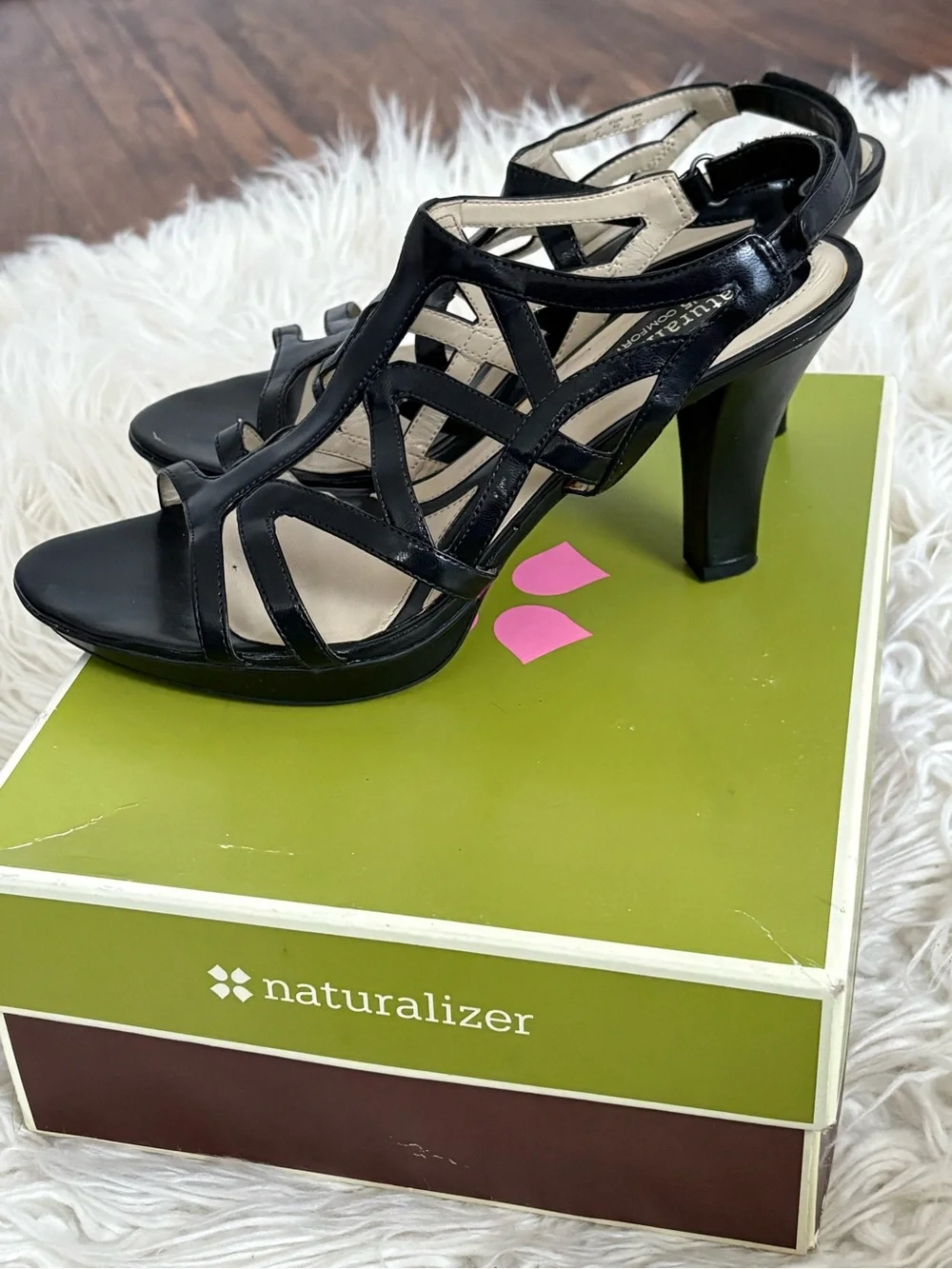Naturalizer Danya Black Strappy High Heel Sandals Size 10